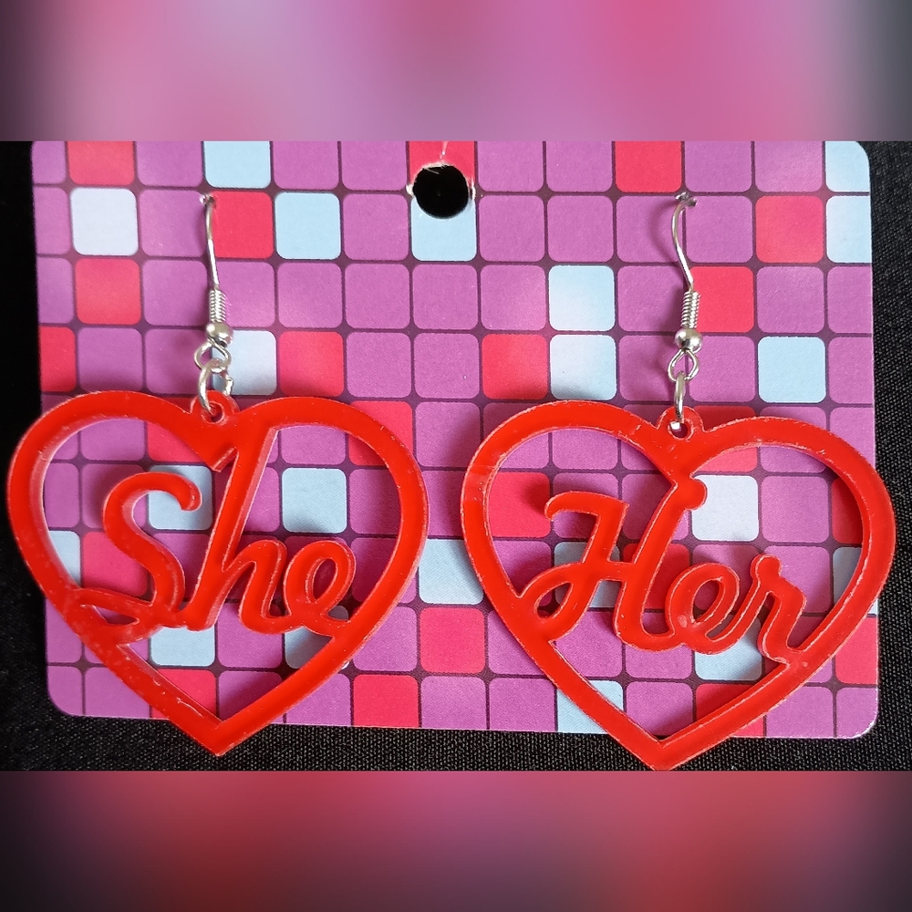 Heart-Shaped Red Earrings